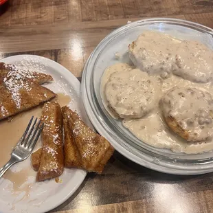 Sausage gravy and biscuits