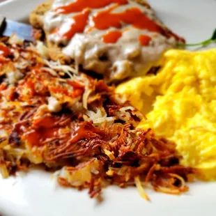 Country fried steak eggs