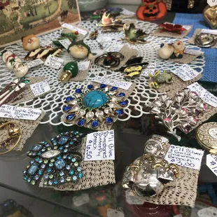 Vintage jewelry and brooches