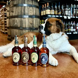 The South Lyndale Liquors &amp; Market store mascot with Michter's Whiskey.