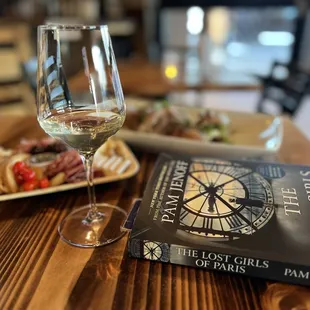 Charcuterie board and wine