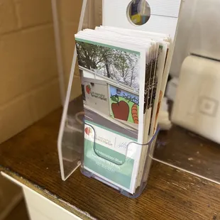 a display of business cards