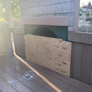 Another slide boarded up