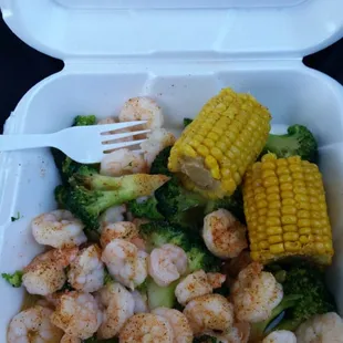 Really good shrimp and broccoli.