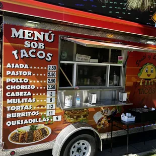Order window SOB street tacos trailer