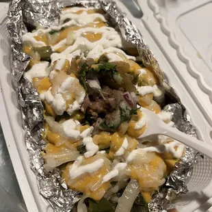 SOB Potato with Asada.  It&apos;s loaded and good!