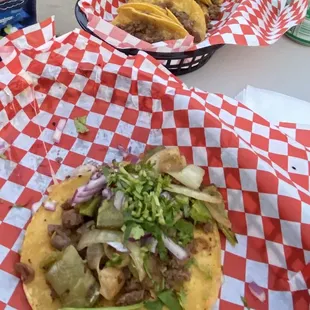 Sob asada taco and plain tacos for my son