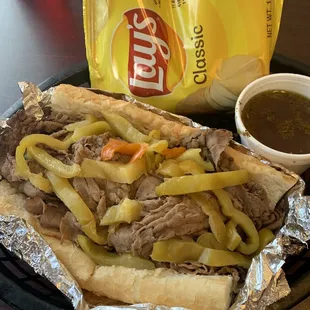Italian Beef served wet with sweet peppers