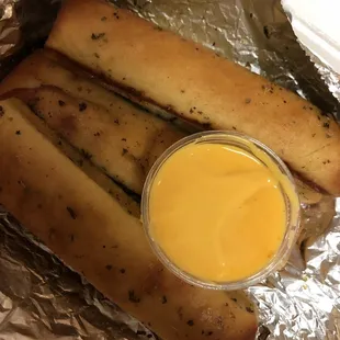 Breadsticks and cheese