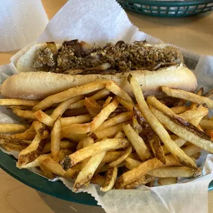Blackened chicken with mushrooms and onions