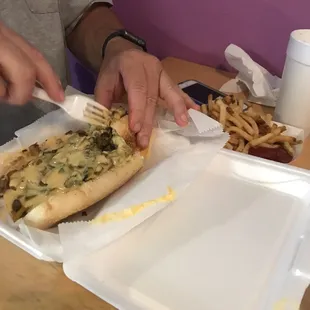 Garden steak w/Cheese wiz