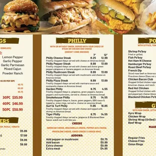 menu, burgers