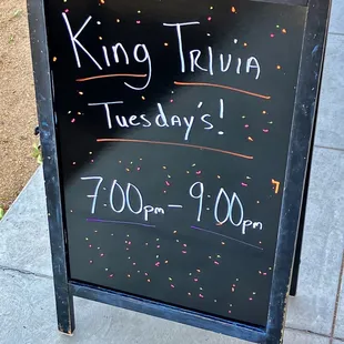 Trivia happens every Tuesday night.