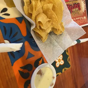 Bean and cheese dip with chips
