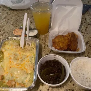 Enchiladas (Chicken), Tostones, Passion Fruit Margarita