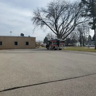 a fire truck in a parking lot