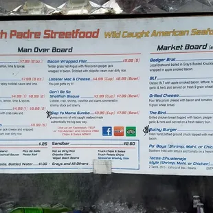 a menu for a street food stand