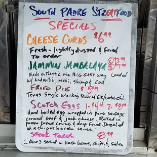 a menu for a street food stand