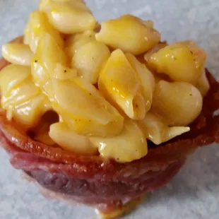 Lobster mac in a bacon bowl