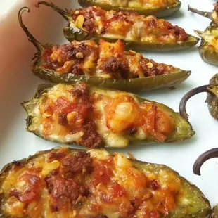 Shrimp and bacin stuffed poblanos