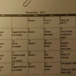 November Specials for 2017- Specials start at 10am and go until we are sold out. Come in early to make sure you get to enjoy too!