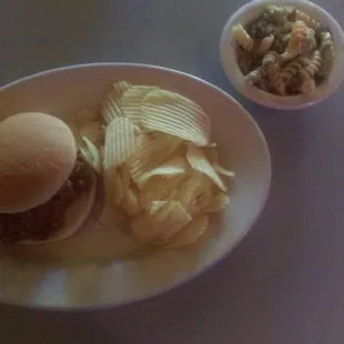Friday's Special - Sloppy Joe or Ham Salad w/ chips and pasta salad  ONLY $4.50