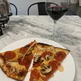 Pepperoni and mushroom pizza from takeout