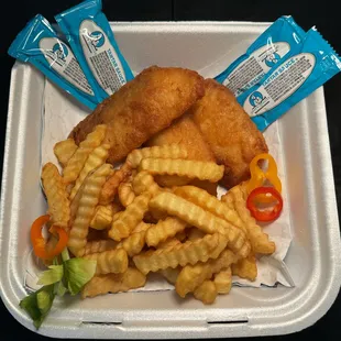 Fish and Fries: 3 pieces fish fillet and fries