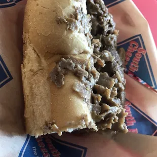 a half eaten sandwich