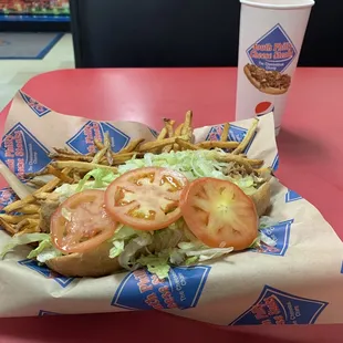 Phili Cheesesteak with fries and a Drink
