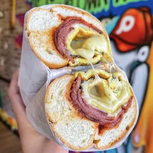 PORK ROLL EGG AND CHEESE - (TAYLOR)+ SALT PEPPER KETCHUP