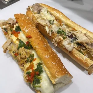 Homemade Roasted Pork with Cheese Italian Seeded Roll