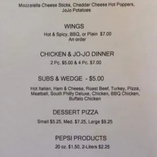 a menu for a restaurant