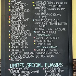 the menu of the menu