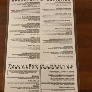 Breakfast menu 10-9-24