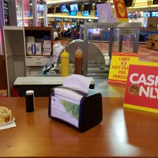 Closeup of the South Point Hot Dog Cart.