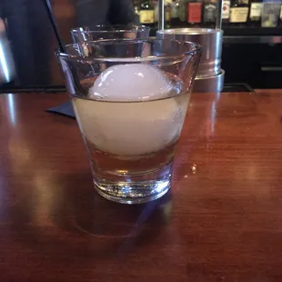 Shot of Angels Envy Rye on the rocks.