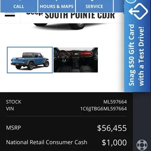 Offer on website vs their actual offer