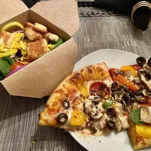 Supreme pizza and garden salad