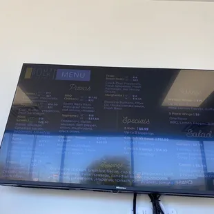 Screen menu. There is a glare / hard to read