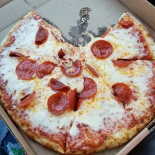 Small pepperoni pizza, Very cheesy-so good!