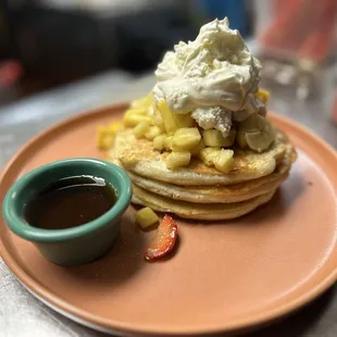 Fresh tropical fruit pancakes