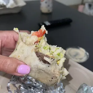 Kalbi burrito with hair