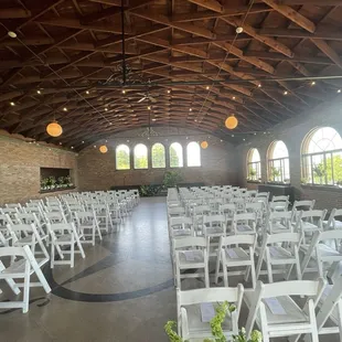 Interior event space set up for wedding