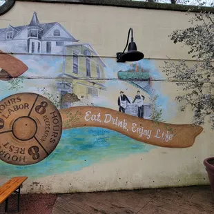 a mural on the side of a building