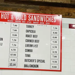 Menu board