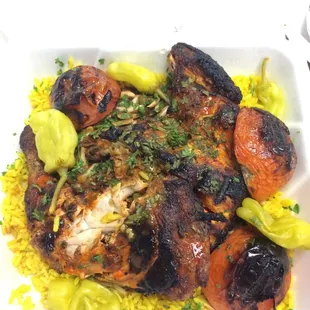 Grilled half chicken, totally worth the wait. Amazing.