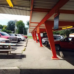 a parking lot with cars