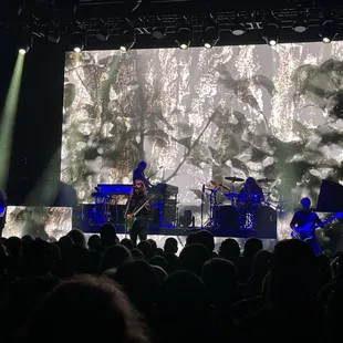 a band performing on stage