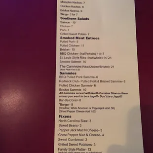 menu